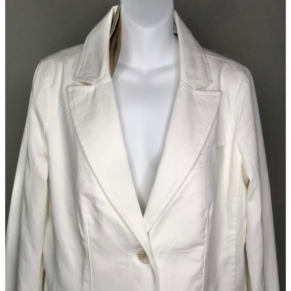Levis Womens Sz S White Cotton Denim Twill Two Button Tailored Blazer Jacket NEW